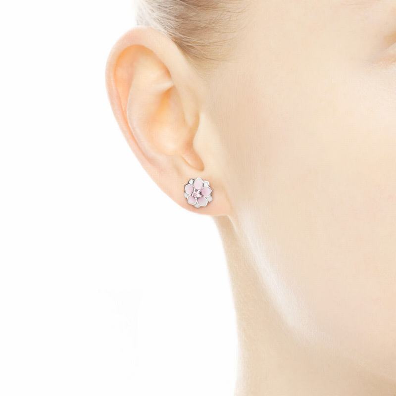 Pandora Pink Magnolia Flower Stud Earrings NZ Sale, Sterling Silver (204856-LAS)